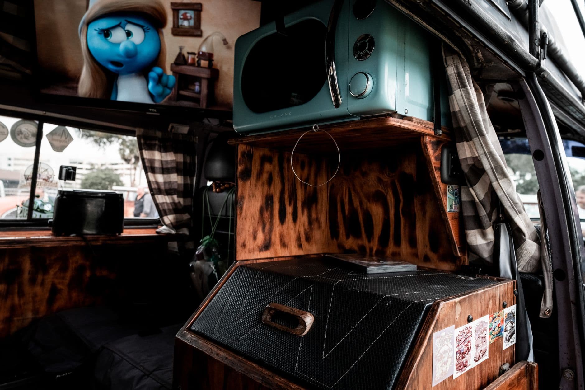 Technician checking a diesel heater in a camper