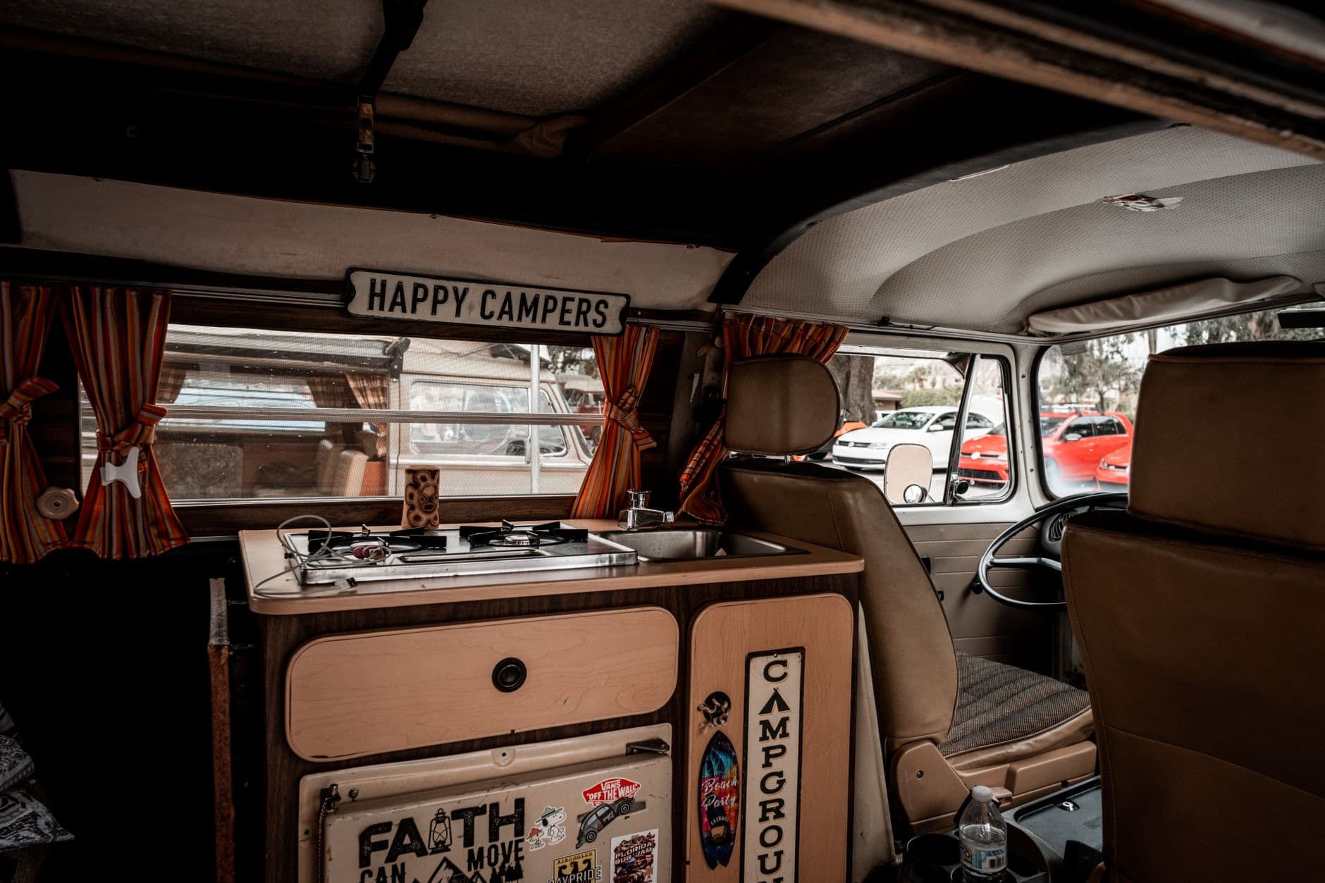 Technician checks the water pump in a camper