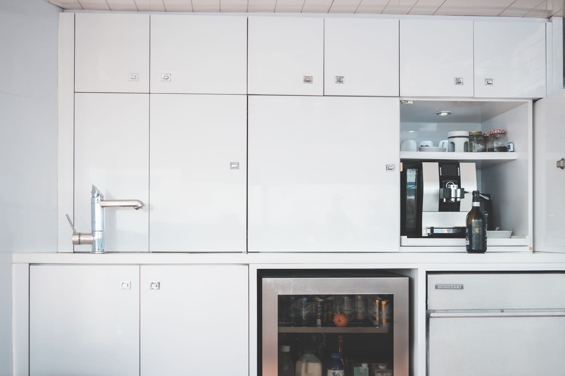Pössl camper with open fridge door